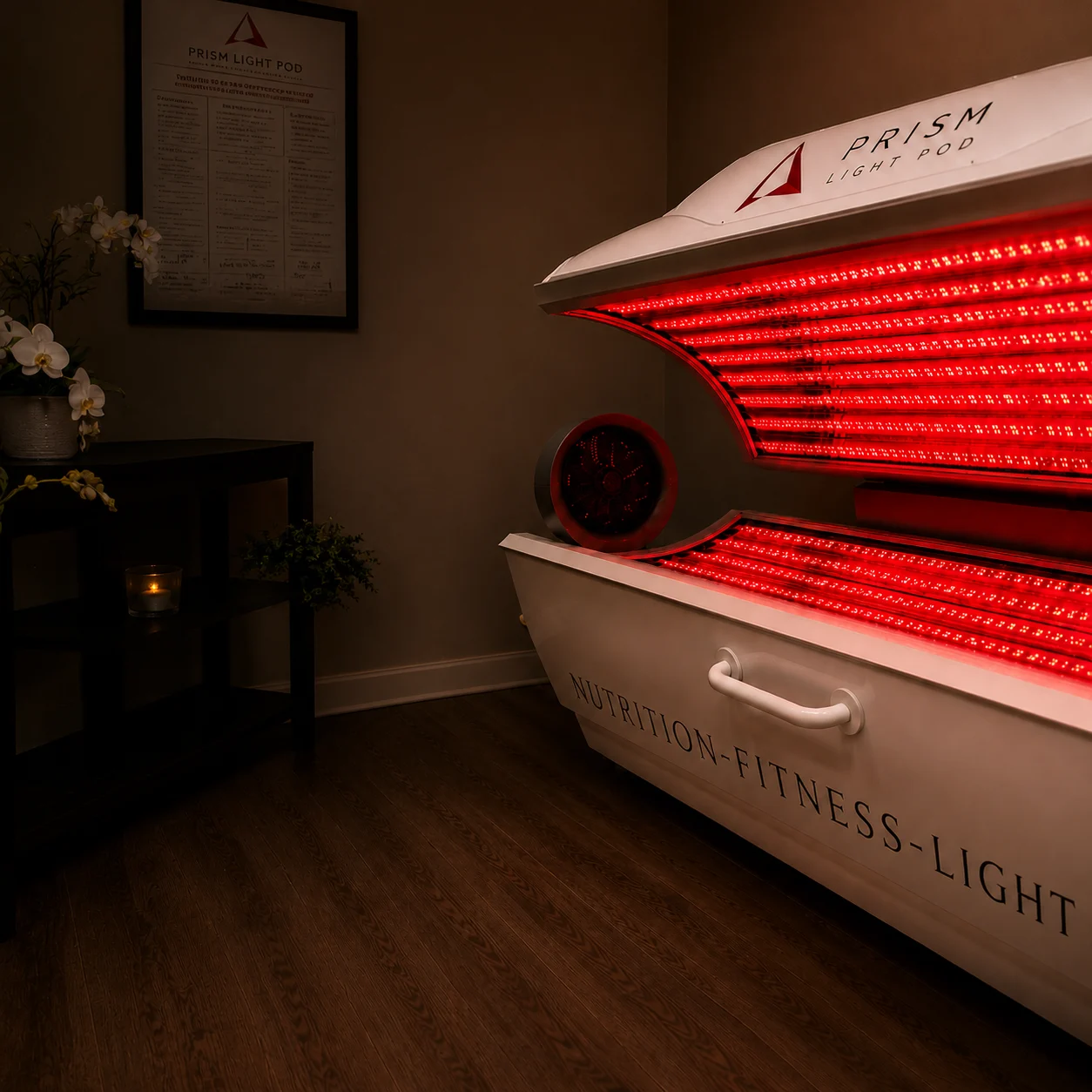 Full-body red light therapy pod at Revive Wellness & Beauty in Powell, Ohio