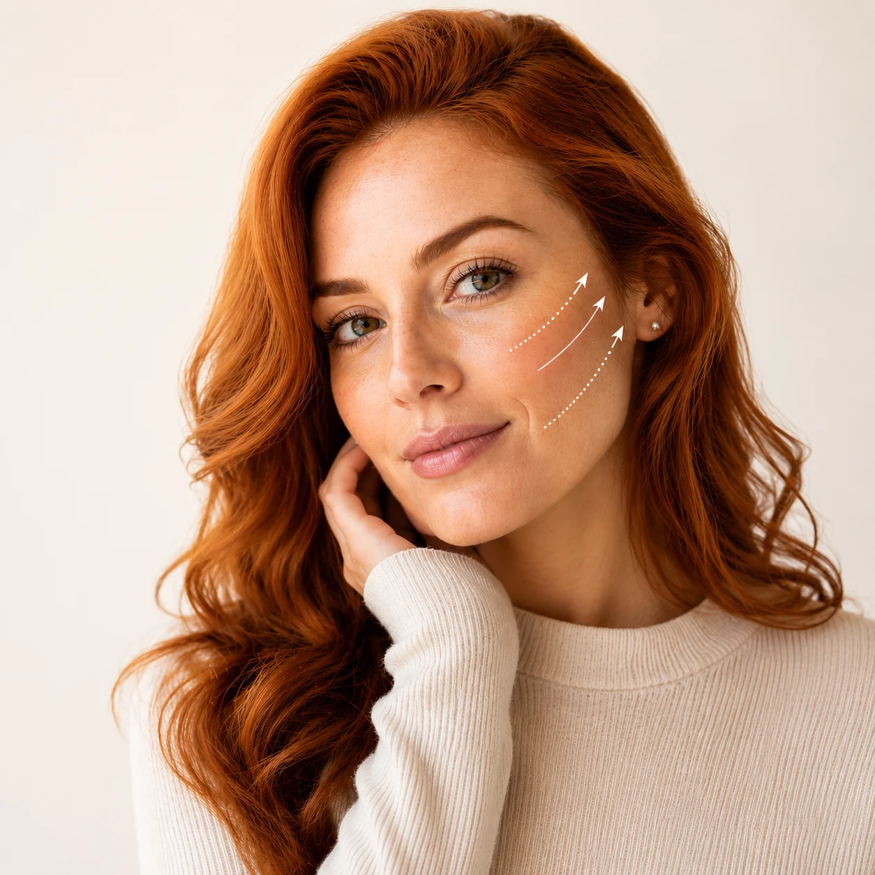 Woman considering natural-looking cheek filler in Powell, Ohio